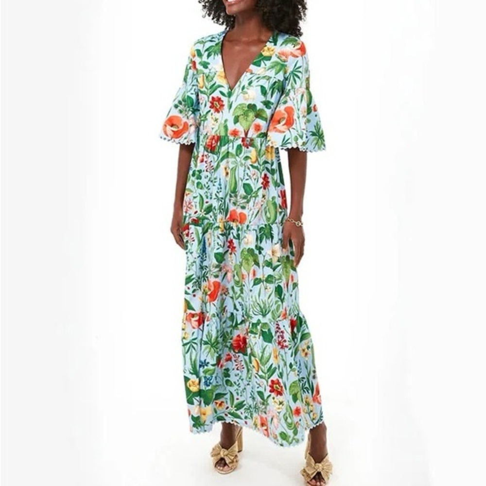 NWT Tuckernuck Blue Floral V-Neck Maxi Dress - Medium